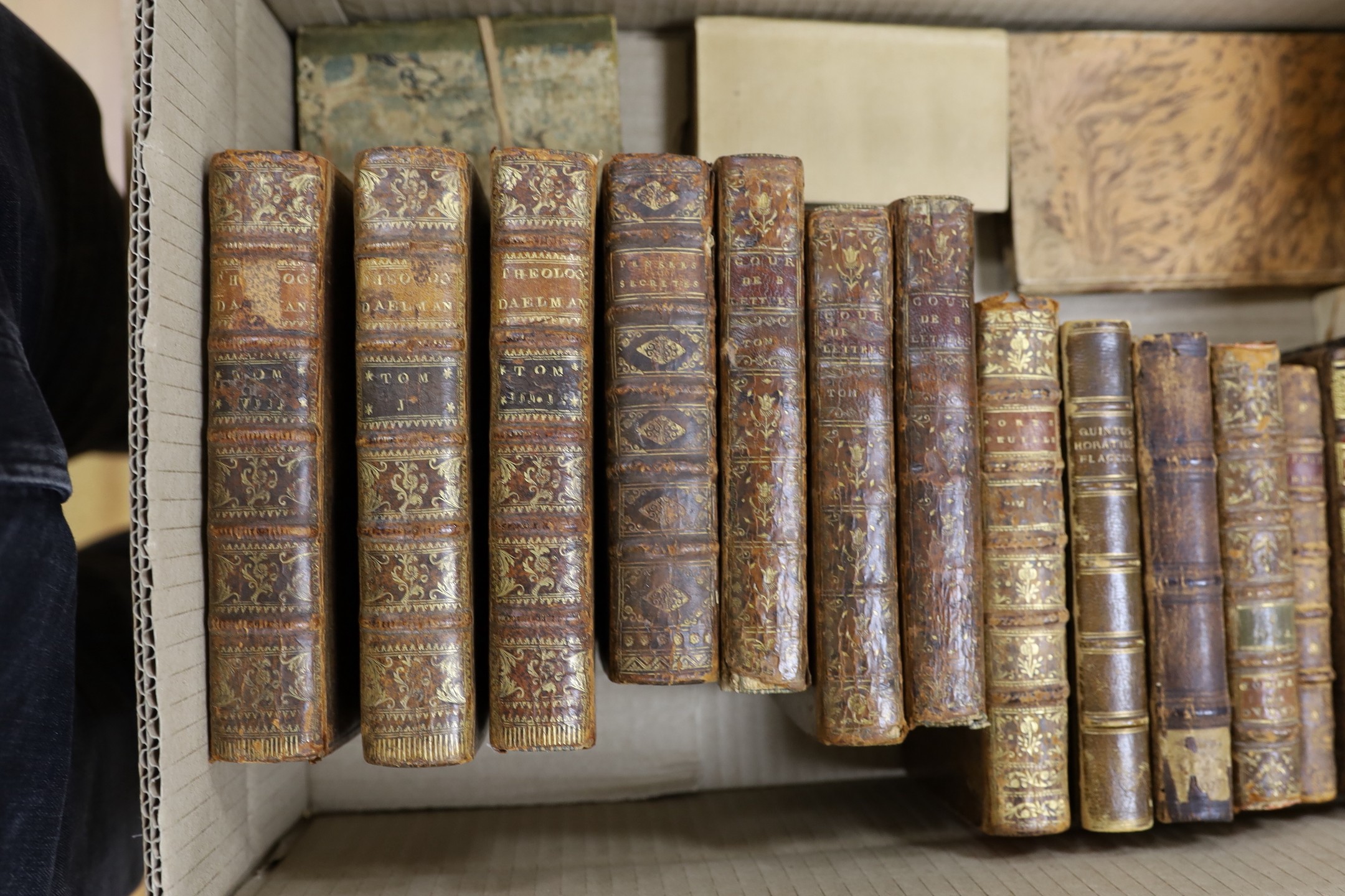 A selection of 18th and 19th century leather bound books